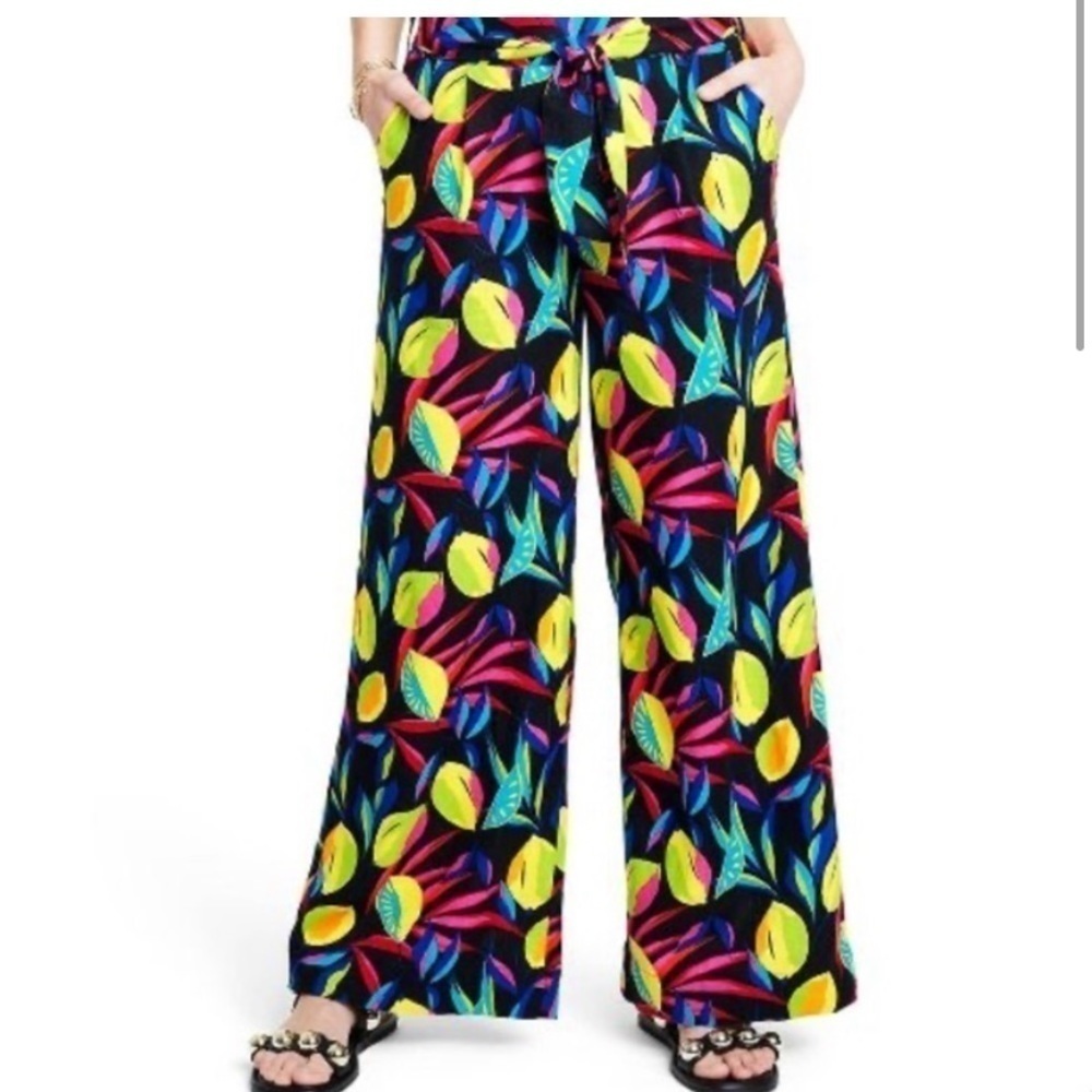 Tabitha Brown Linen ๐ Lemon Print Wide-Leg Pants XXS NWT - Picture 2 of 6